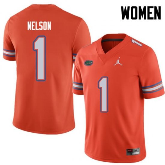 Women's Florida Gators #1 Reggie Nelson NCAA Jordan Brand Orange Authentic Stitched College Football Jersey NZW7762PM